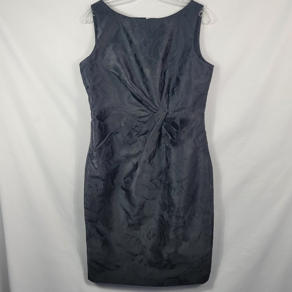 Anne Klein Sleeveless Black Dress Women's Size 12 Side Cinch Jacquard Fabric NEW